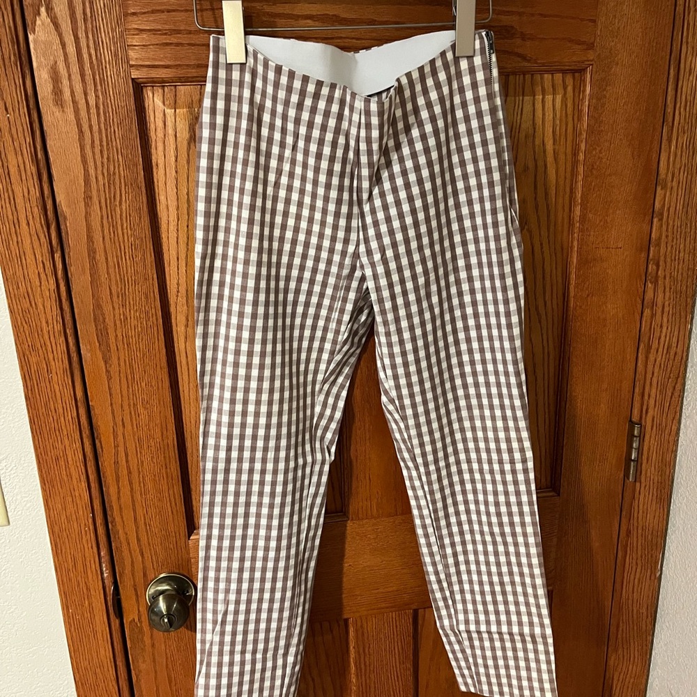 Brown and White Gingham Pants